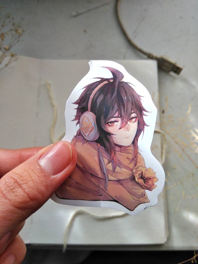 Zhongli Sticker -Genshin Impact Sticker -Anime Sticker -Zhong Li Fanart -Character Drawing -Game Art Die Cut Sticker -Anime Laptop Decal image 3