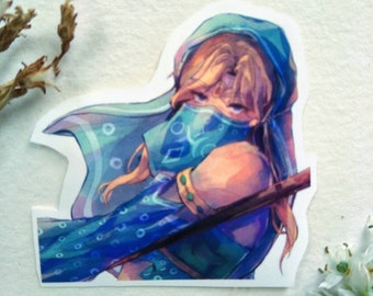 Link BOTW Sticker -Gerudo Link Legend of Zelda Breath of the Wild -Matte Waterproof Vinyl Sticker -Nintendo -Gaming Art -Anime Style