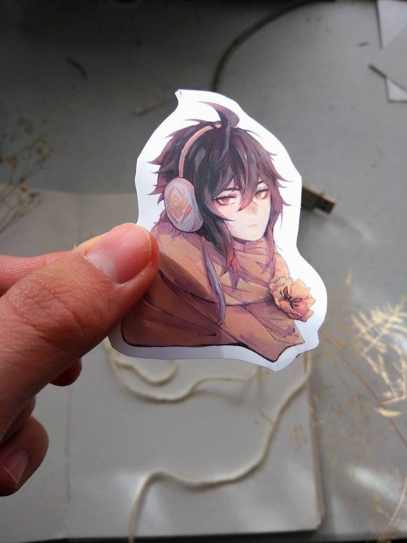 Zhongli Sticker -Genshin Impact Sticker -Anime Sticker -Zhong Li Fanart -Character Drawing -Game Art Die Cut Sticker -Anime Laptop Decal image 4