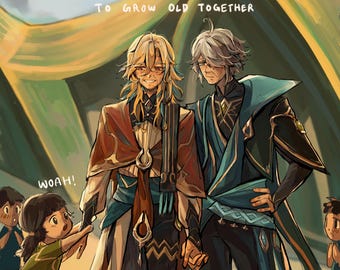Kaveh Alhaitham Kavetham Print | Genshin Impact Ship Fanart | Growing Old Together Art