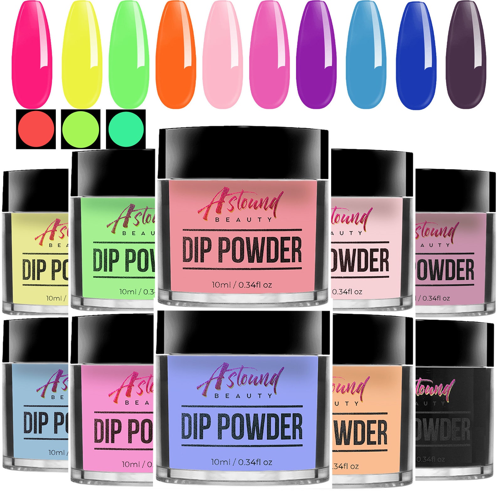 Dip Powder Nail Kit With Glow in the Dark Dip Powder Colors - Etsy