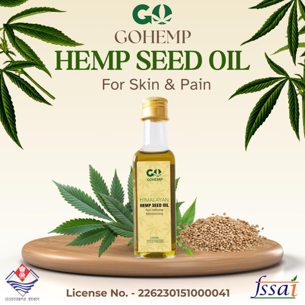 Gohemp Hemp Oil | 100ml | Skin | FSSAI Certified | Unrefined, 100% Herbal and cold-pressed | Pain relief, Healthy hair, Moisturises skin