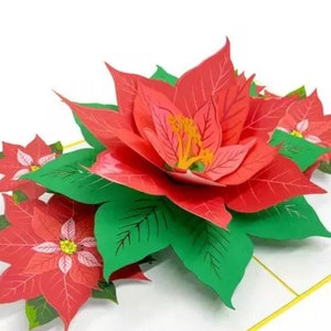 Poinsettia Flower 3D Pop Up Card | Jour de naissance, anniversaire, salutation, Get Well Soon, Occasion spéciale, Nouvelle maison | | assemblés à la main floral