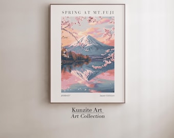 Mt. Fuji Cherry Blossom Print: Japanese Landscape Wall Art (Printable Digital Download)
