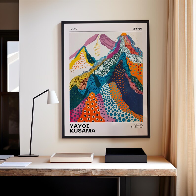 Yayoi Kusama Inspired Digital Art Japanese Art Print Kusama Exhibition