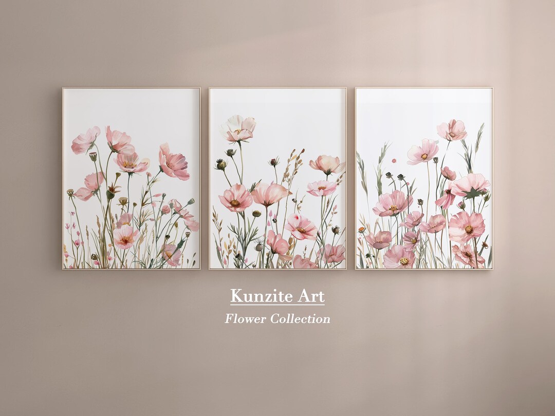 Boho Wildflower Nursery Wall Art Set of 3 | Botanical Floral Prints ...