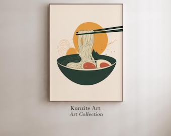 Ramen Bowl Print: Minimalist Japanese Kitchen Art (Printable Digital Download)