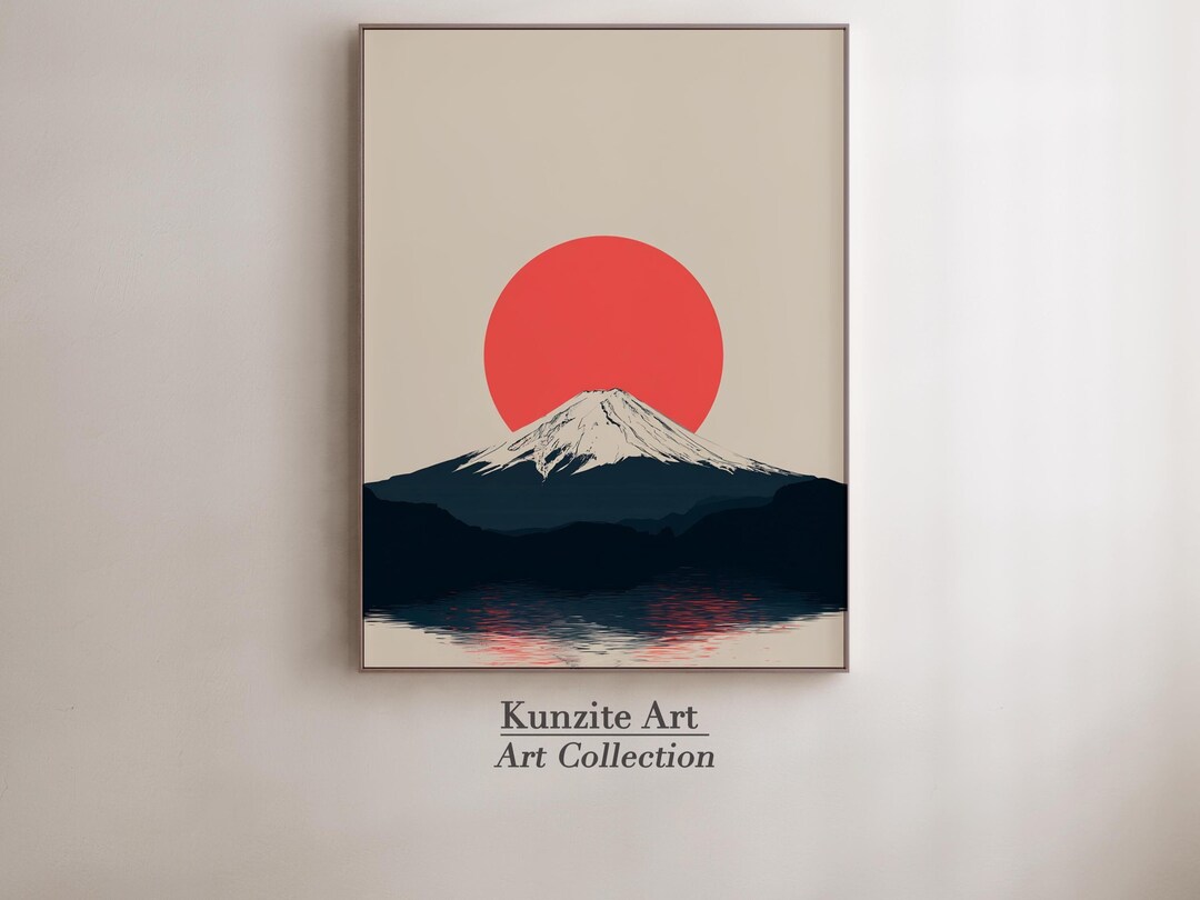 Mount Fuji Japan Poster | Minimalist Japanese Sun Art Print | Modern ...