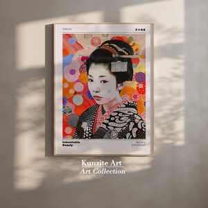 Geisha Pop Art Modern  Digital Art Print | Colorful Japanese Wall Decor, Vibrant Abstract Portrait, YT13