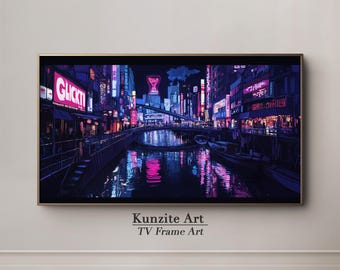 道頓堀の夜景アートプリント：大阪・日本旅行ポスター - Etsy 日本