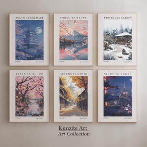 Gallery Japanese Landscape Wall Art Bundle | Set of 6 Digital PRINTABLE Art | Seasonal Japandi Wall Decor