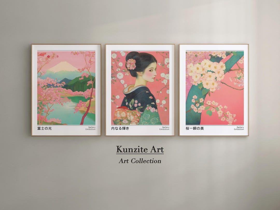 Geisha Poster Set of 3 | Printable Japanese Woman & Cherry Blossom Wall ...