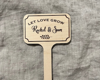 Wedding plant tag // let love grow // custom wedding favor // wedding plant stake