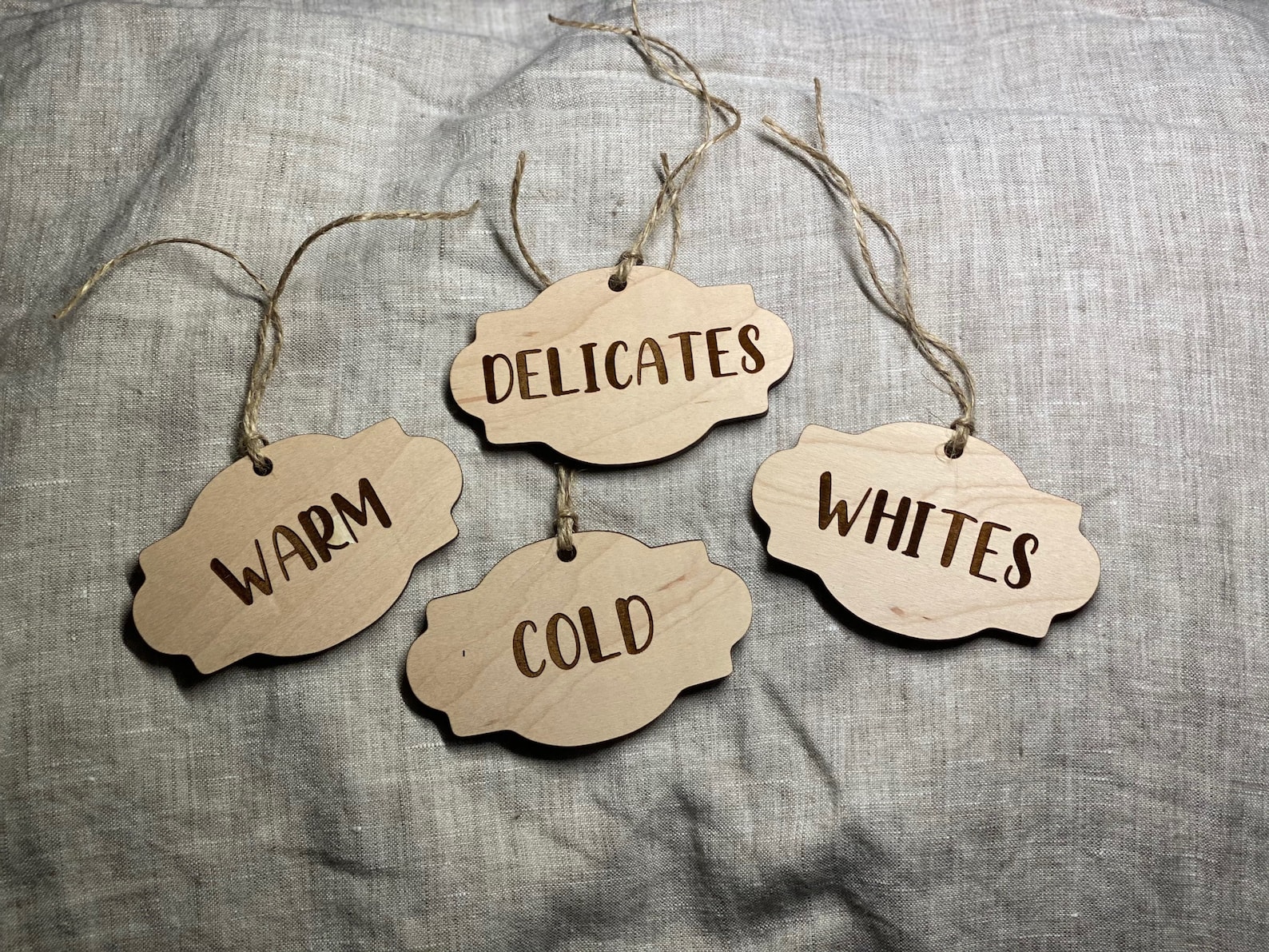 Custom Wooden Laundry Basket Labels // Wood Labels for Etsy