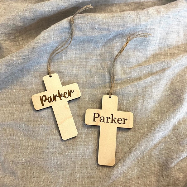 Wooden Cross Name Tag  // Easter Basket Name Tag // Engraved Cross Name Tag // Easter Name Tag // Easter gift tag