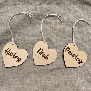 Wooden Heart Name Tag // Engraved Heart Name Tag // Valentine’s Day Name Tag // Valentine’s Gift Tag // Valentine’s Day gift tag