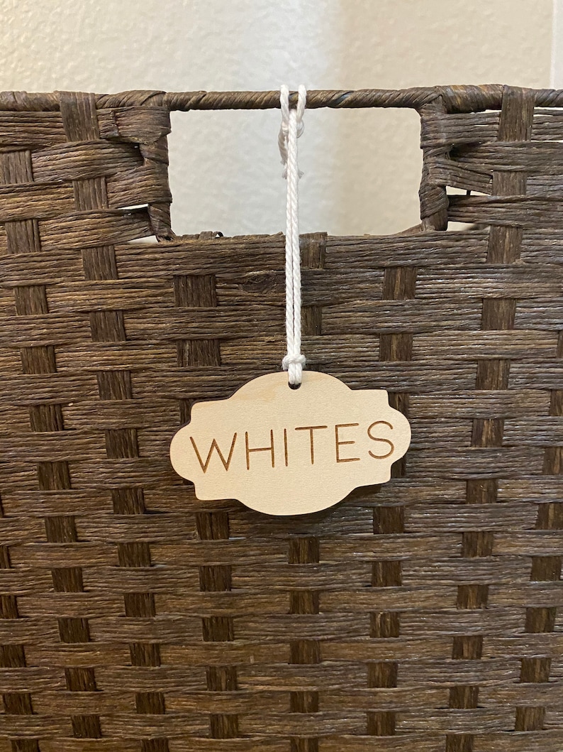 Custom Wooden Laundry Basket Labels // Wood Labels for Etsy