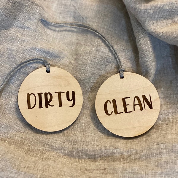 Custom Wooden Laundry Basket Labels // dirty clean laundry labels // Wood Labels for Organizing // Laundry Room Organization