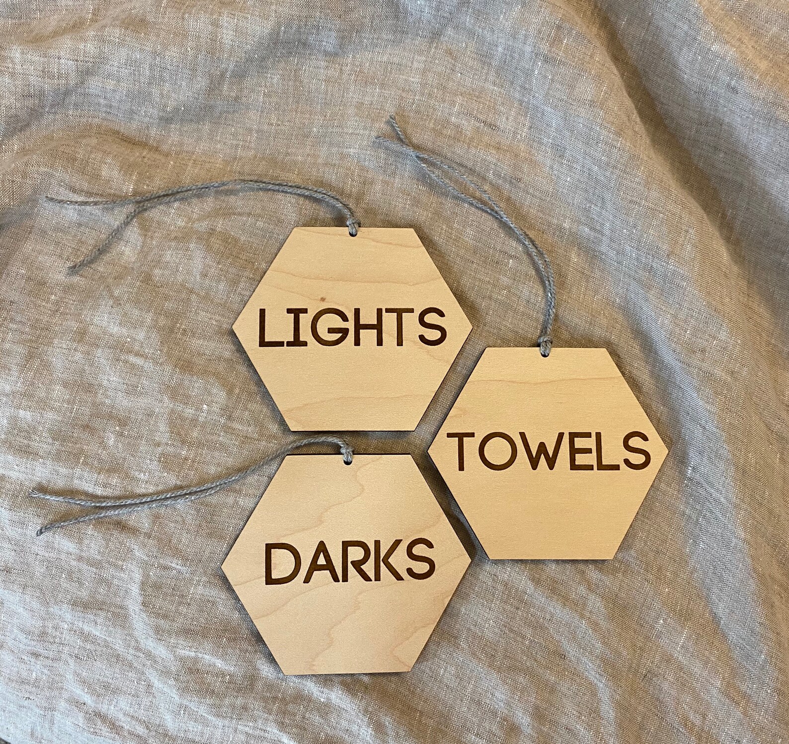 Custom Wooden Laundry Basket Labels // Wood Labels for Etsy