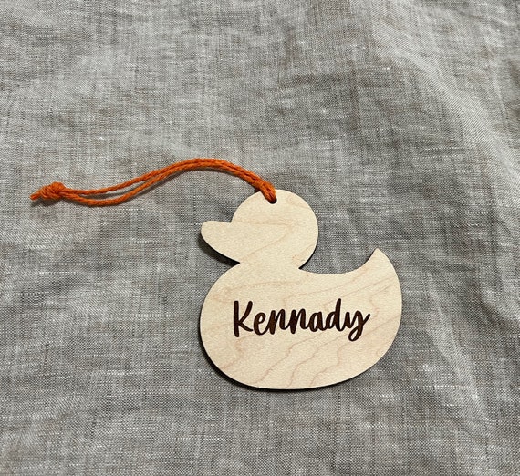 Wooden Rubber Duck Name Tag // Engraved Duck Name Tag // Duck Etsy