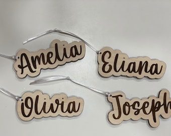Wooden Name Tag // Engraved Name Tag // Christmas Stocking Tag // Christmas Gift Tag