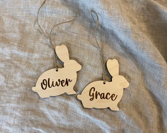 Wooden Bunny Easter Name Tag  // Easter Basket Name Tag // Engraved Bunny Name Tag // Easter Name Tag // Easter gift tag