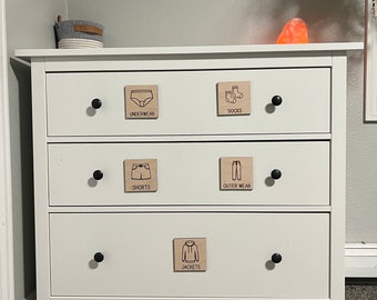 Custom Dresser Labels // removable Dresser labels // Kids organization // alzheimer's organization