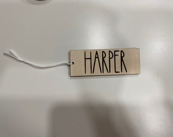 Wooden Name Tag - rectangle // Engraved Name Tag // Christmas Stocking Tag // Christmas Gift Tag // Christmas Name Ornament