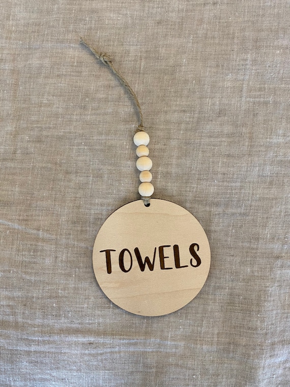 Custom Wooden Laundry Basket Labels With Beads // Wood Labels Etsy