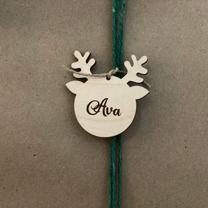 Wooden Reindeer Gift Name Tag // Engraved Name Tag // custom Christmas gift Tags // Wooden name tag // custom gift tags // reindeer gift tag