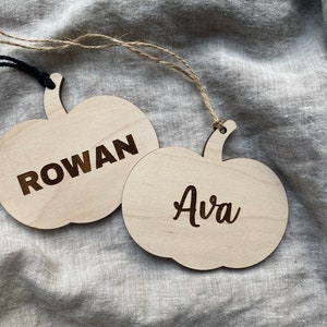 Wooden Halloween Name Tag  // Halloween Bucket Name Tag // Engraved Pumpkin Name Tag // Pumpkin Name Tag // Fall Name Tag