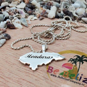 Honduras Map Anhänger .925 Sterling Silber ( Mapa de Honduras plata )
