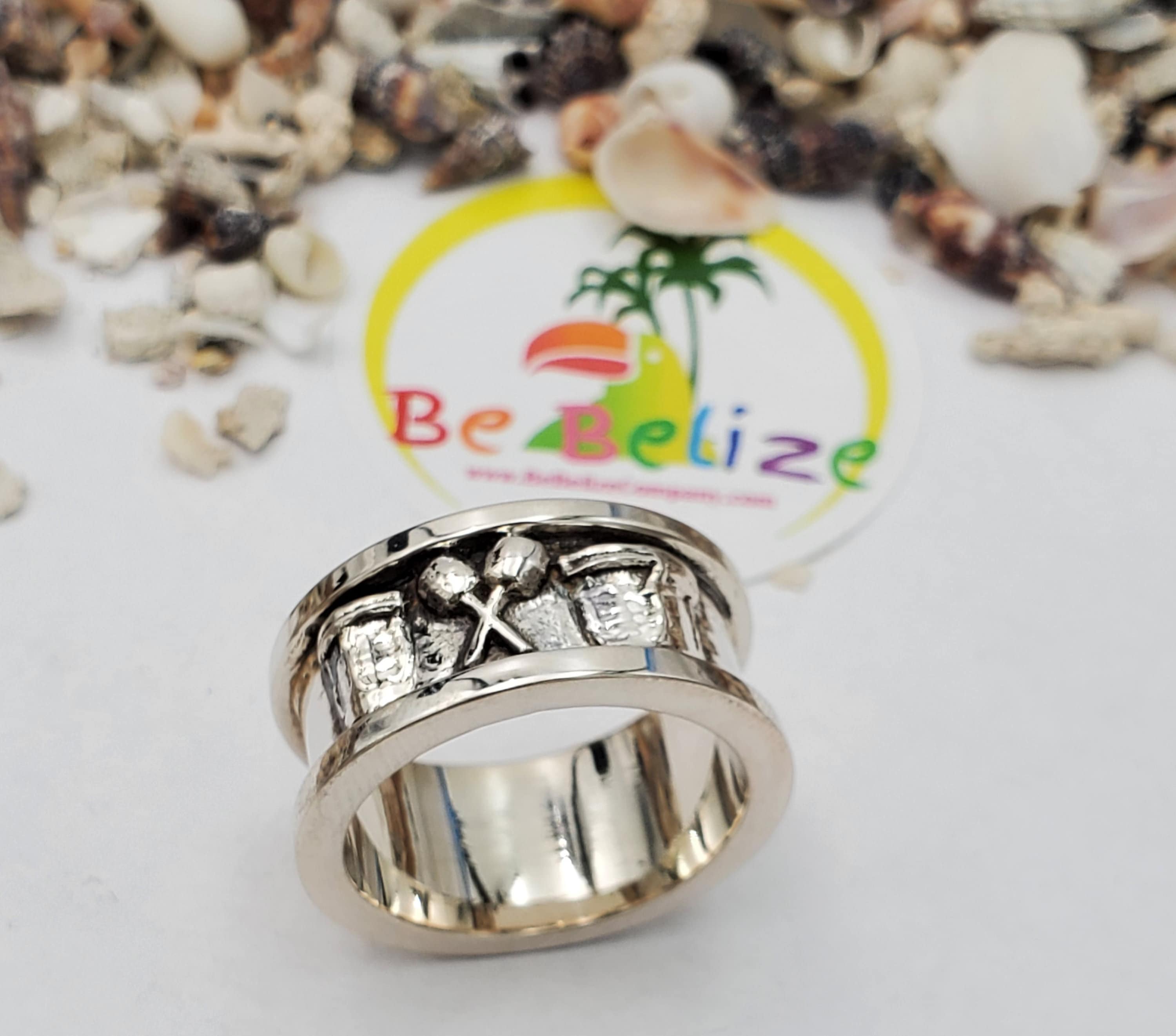 Garifuna Drum & Shaka Ring .925 Sterling Silver - Etsy