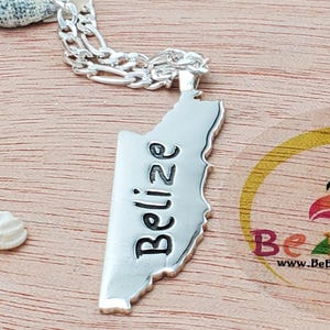 Belize 3d Map Pendant Charm Earrings .925 Sterling Silver