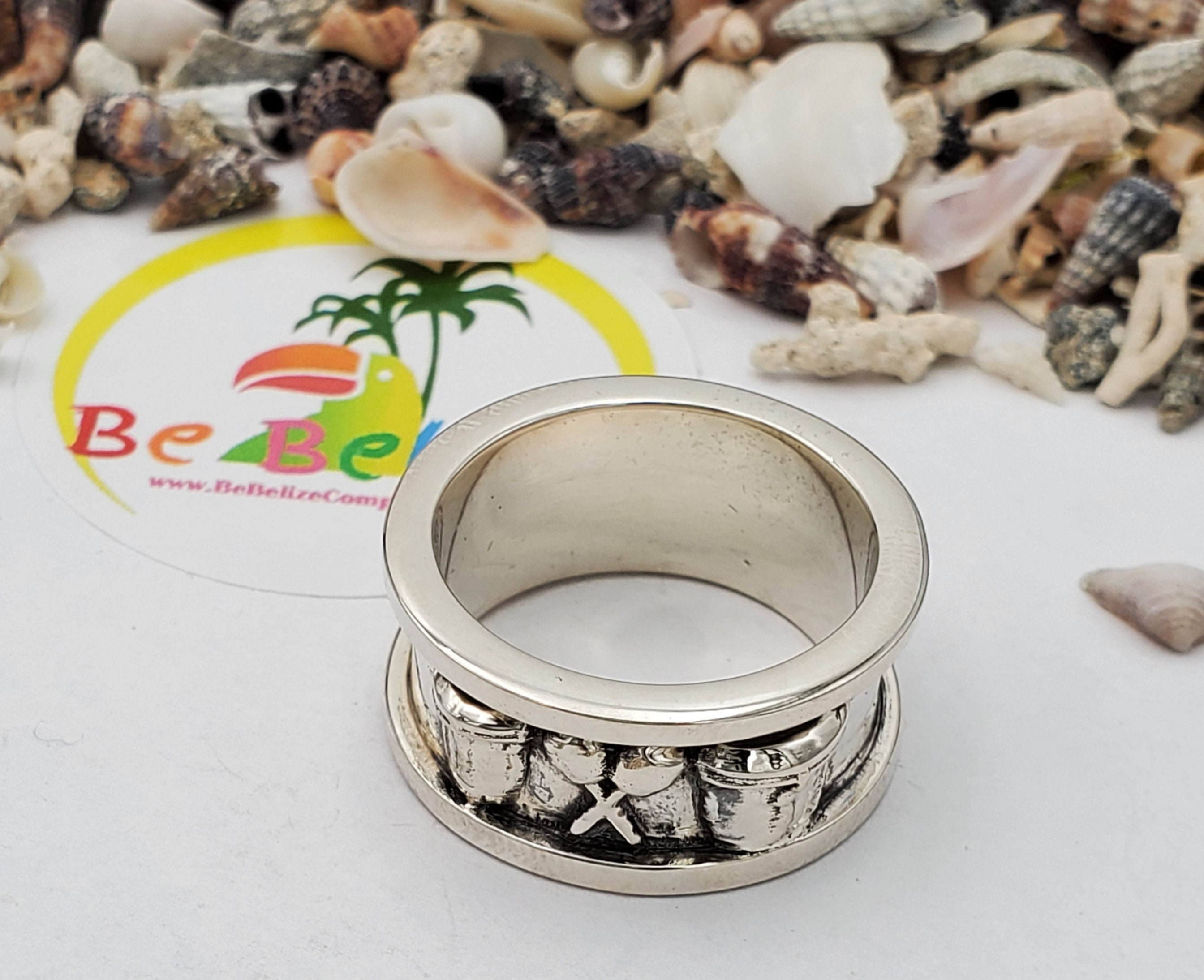 Garifuna Drum & Shaka Ring .925 Sterling Silver - Etsy
