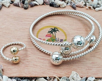 Bracelets joncs Belize en argent sterling .925 double torsion (paire de 2)