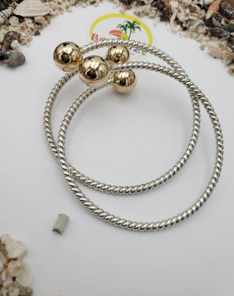 Belize Bangle Silver 14KT Yellow Gold pair of 2 Etsy Australia