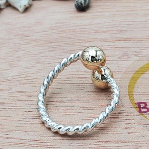 Belize Gold Knob Ring .925 Sterling Silver/14Kt Yellow Gold
