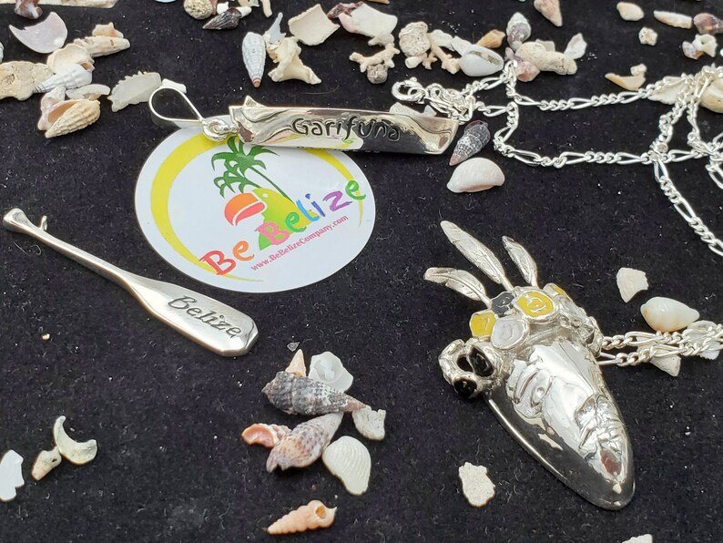 John Canoe Wanaragua Mask Yellow Black /& White Enamel .925 Sterling Silver