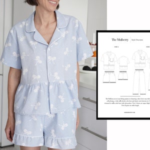 Pajama Sewing Pattern PDF - The Mulberry pajama pattern - CUTE pajama sewing pattern