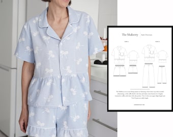 Pajama Sewing Pattern PDF - The Mulberry pajama pattern - CUTE pajama sewing pattern