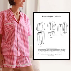Pajama Sewing Pattern PDF - The Lexington pajama set pattern