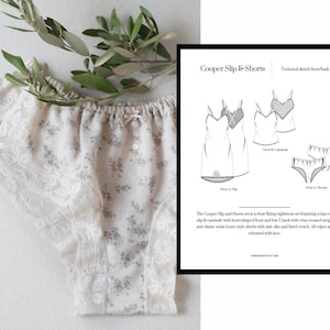 Lingerie Sewing Pattern PDF - The Cooper PDF Pattern Lingerie set - French knicker sewing pattern - bias cut slip pattern