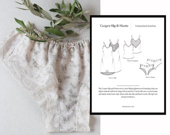 Lingerie Sewing Pattern PDF - The Cooper PDF Pattern Lingerie set - French knicker sewing pattern - bias cut slip pattern