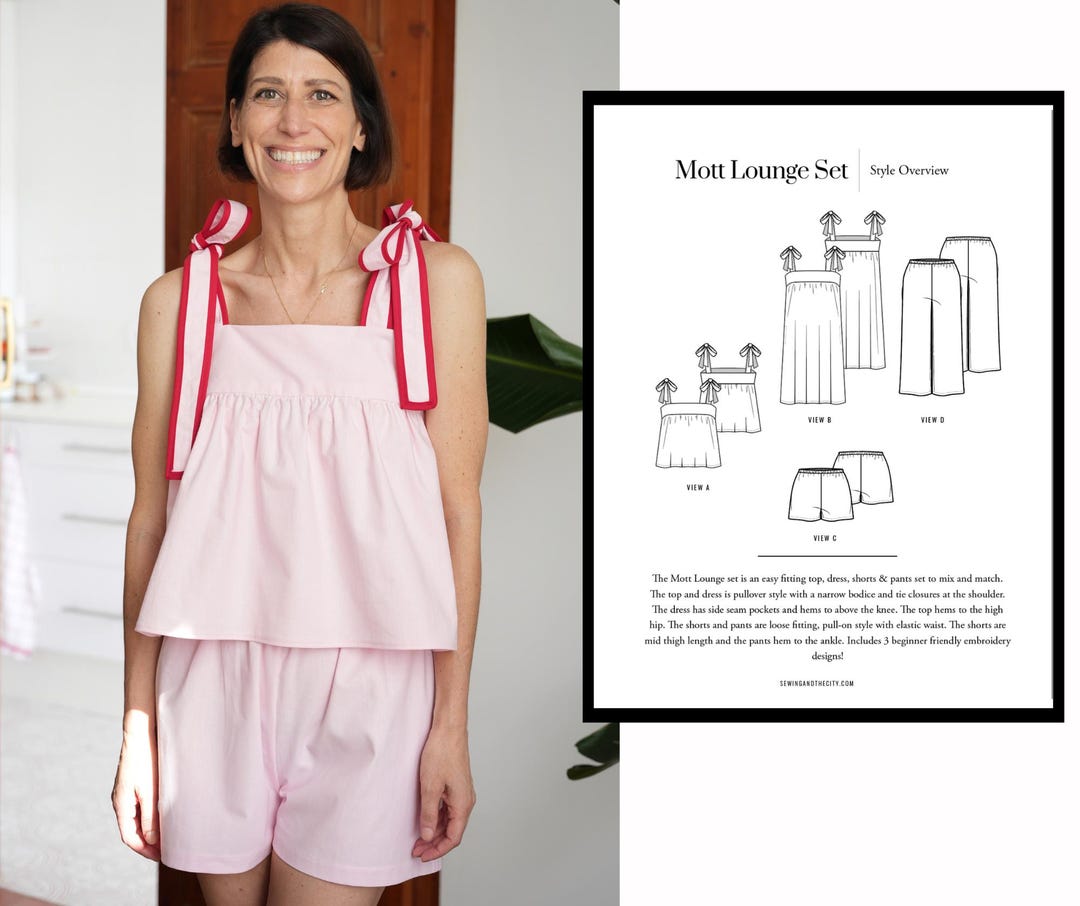 The Mott Lounge Set Pattern PDF - CUTE Pajama Sewing Pattern | Women's Sewing Pattern | Summer Co-ord Pattern | Loungewear Pattern - Etsy UK