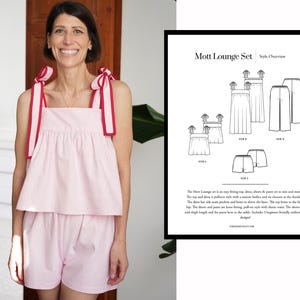 The Mott Lounge Set pattern PDF - CUTE pajama sewing pattern | women&#39;s sewing pattern | summer co-ord pattern | loungewear pattern