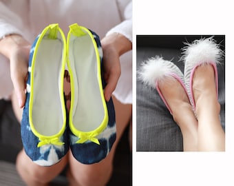Mönster för ballerinatoffels: PDF-sömnadsmönster för toffels för kvinnor