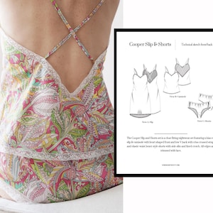 Lingerie Sewing Pattern PDF - The Cooper PDF Pattern Lingerie set - French knicker sewing pattern - bias cut slip pattern