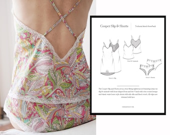 Lingerie Sewing Pattern PDF - The Cooper PDF Pattern Lingerie set - French knicker sewing pattern - bias cut slip pattern