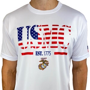 US Marine Corps T-Shirt USA Made Patriotic Flag